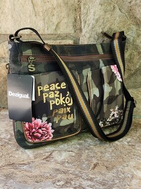 NWT DESIGUAL CAMO AND FLORAL CROSSBODY BAG